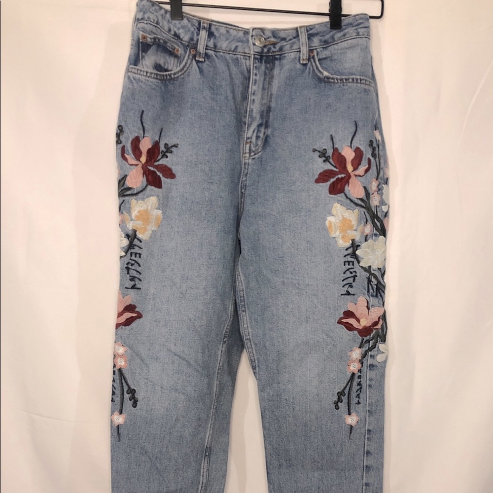 Flower Embroidered Jeans